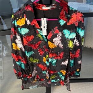 Alice + Olivia Multicolor Butterfly Blouse